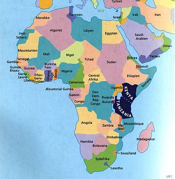 Tanzanias placering i Østafrika.