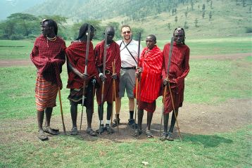 Kim og masaier i Ngorongoro Krateret