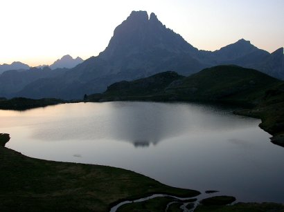 Tidlig morgen udsigt fra hytten mod Pic du Midi dOssau